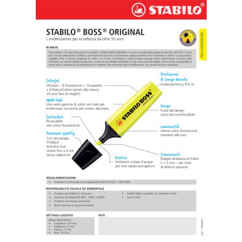 Evidenziatori Stabilo Boss Nature Colors colore verde oliva - conf. 10 pezzi - 70/137